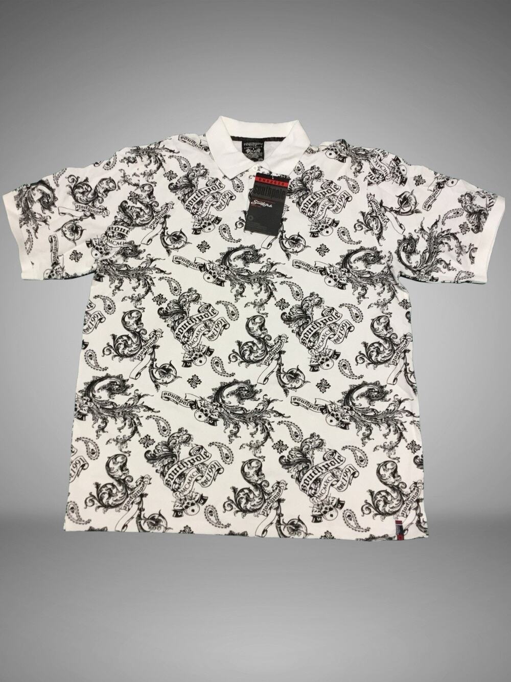 Southpole Mens White Short Sleeve Polo Shirt With Design. Brand New W/Tag 3XL